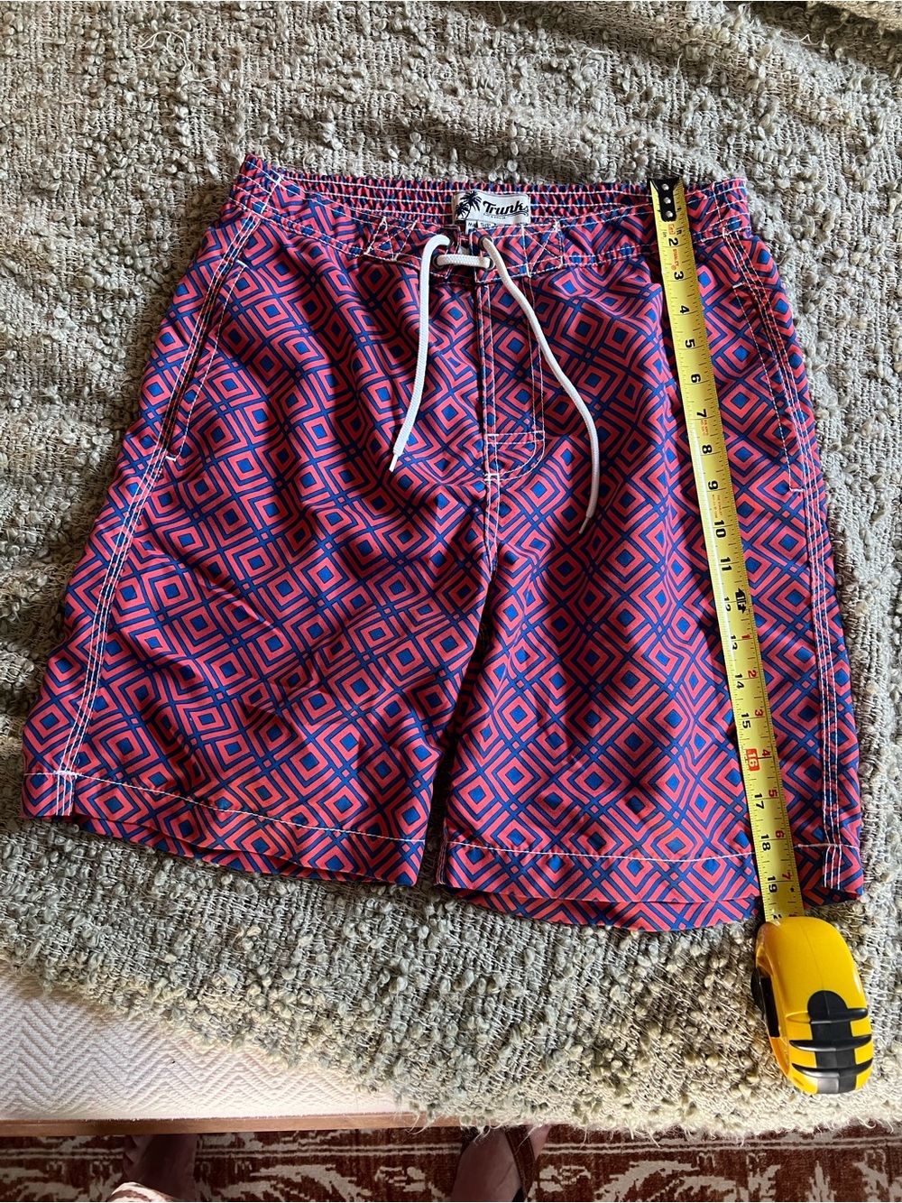 Trunks Surf & Swim Pink and Blue Diamond-Print Men's Swim Trunks